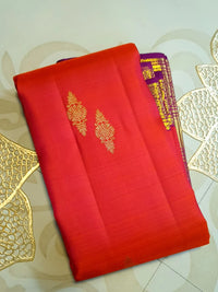 2Gram Pure Kanjivaram Silk Saree - Coral Orange  | Silkmark Certified