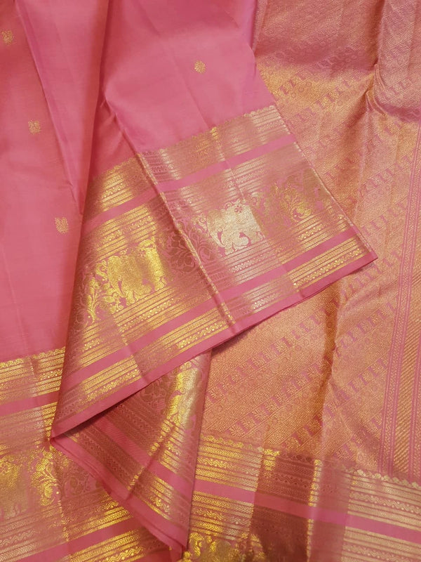 2Gram Pure Kanjivaram Silk Saree - Pink | Silkmark Certified