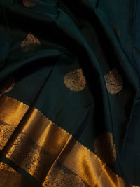 2Gram Pure Kanjivaram Silk Saree - Dark Green  Silkmark Certified