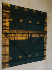 2Gram Pure Kanjivaram Silk Saree - Dark Green  Silkmark Certified