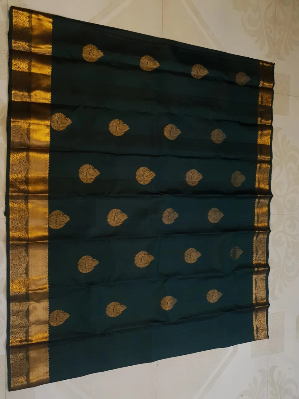 2Gram Pure Kanjivaram Silk Saree - Dark Green  Silkmark Certified