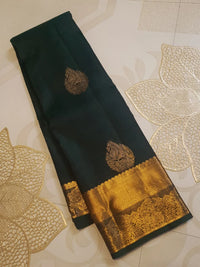 2Gram Pure Kanjivaram Silk Saree - Dark Green  Silkmark Certified