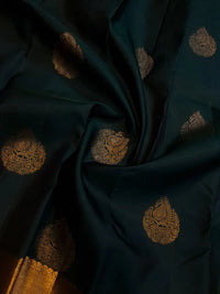 2Gram Pure Kanjivaram Silk Saree - Dark Green  Silkmark Certified