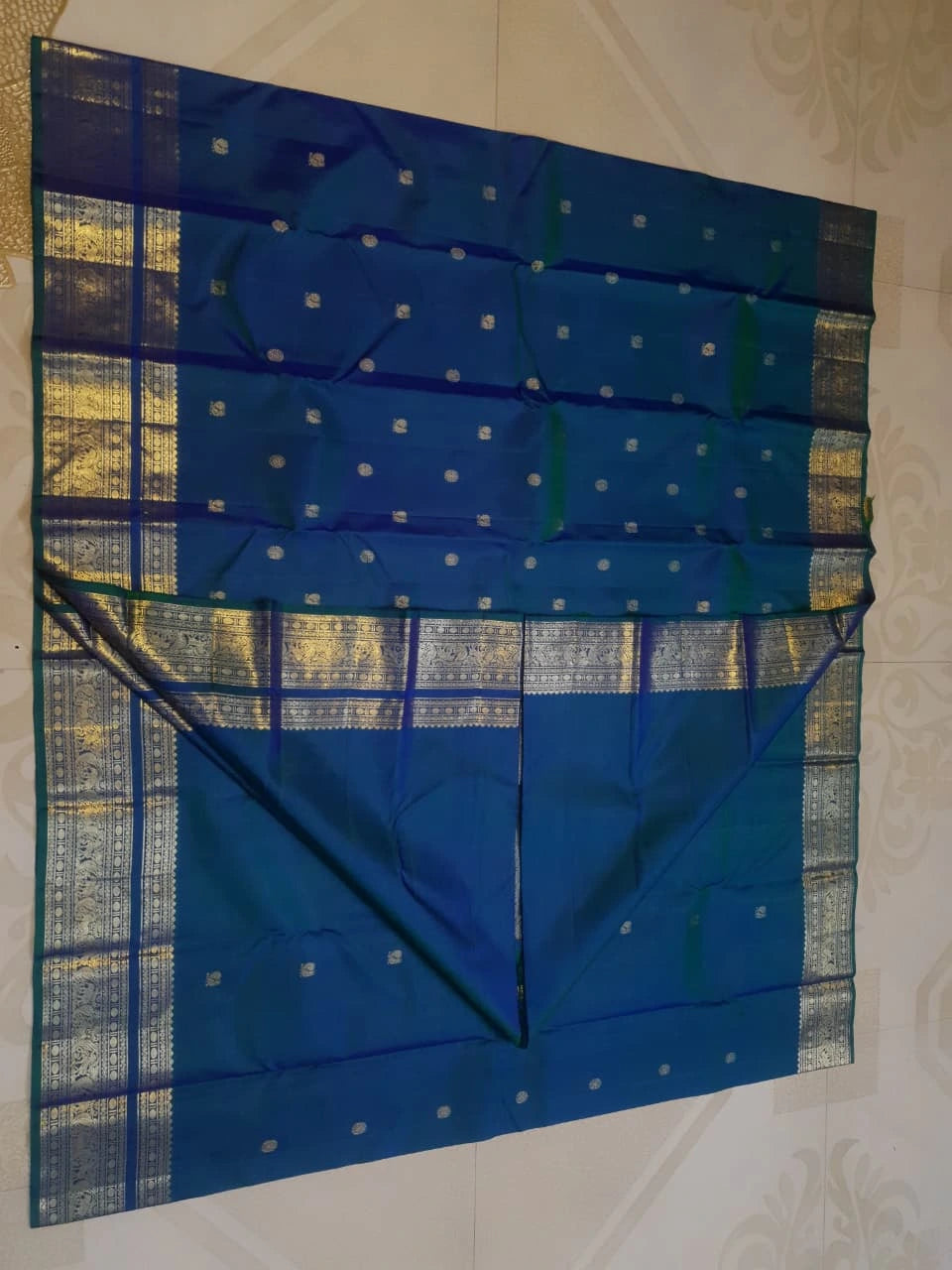 2Gram Pure Kanjivaram Silk Saree - Blue | Silkmark Certified