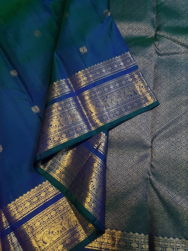 2Gram Pure Kanjivaram Silk Saree - Blue | Silkmark Certified