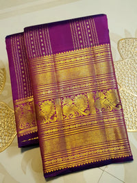 2Gram Pure Kanjivaram Silk Saree - Purple | Silkmark Certified