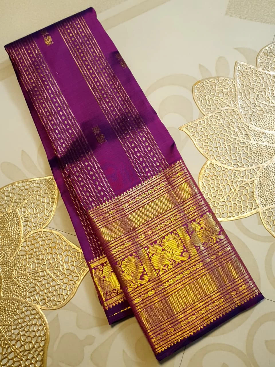 2Gram Pure Kanjivaram Silk Saree - Purple | Silkmark Certified