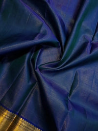 2G Pure Zari Kanjivaram Silk Saree in Deep Navy Blue with Rich Gold Zari Border and Traditional Geometric Zari Pallu | Silkmark Certified
