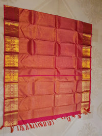 2G Pure Kanjivaram Silk Saree in Rich Red with Traditional Gold Zari Peacock Border and Grand Brocade Pallu | Silkmark Certified