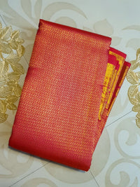 2G Pure Kanjivaram Silk Saree in Rich Red with Traditional Gold Zari Peacock Border and Grand Brocade Pallu | Silkmark Certified