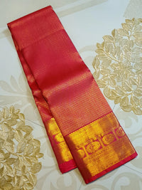 2G Pure Kanjivaram Silk Saree in Rich Red with Traditional Gold Zari Peacock Border and Grand Brocade Pallu | Silkmark Certified