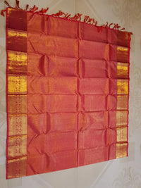2G Pure Kanjivaram Silk Saree in Rich Red with Traditional Gold Zari Peacock Border and Grand Brocade Pallu | Silkmark Certified