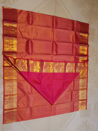 2G Pure Kanjivaram Silk Saree in Rich Red with Traditional Gold Zari Peacock Border and Grand Brocade Pallu | Silkmark Certified