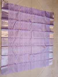 2G Pure Zari Kanjivaram Silk Saree in Lavender Lilac with Silver Zari Floral Motifs and Rich Zari Border | Silkmark Certified