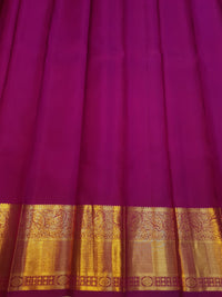 2G Pure  Kanjivaram Silk Saree in Magenta Pink with Rich Antique Gold Zari Border and Floral Brocade Pallu | Silkmark Certified