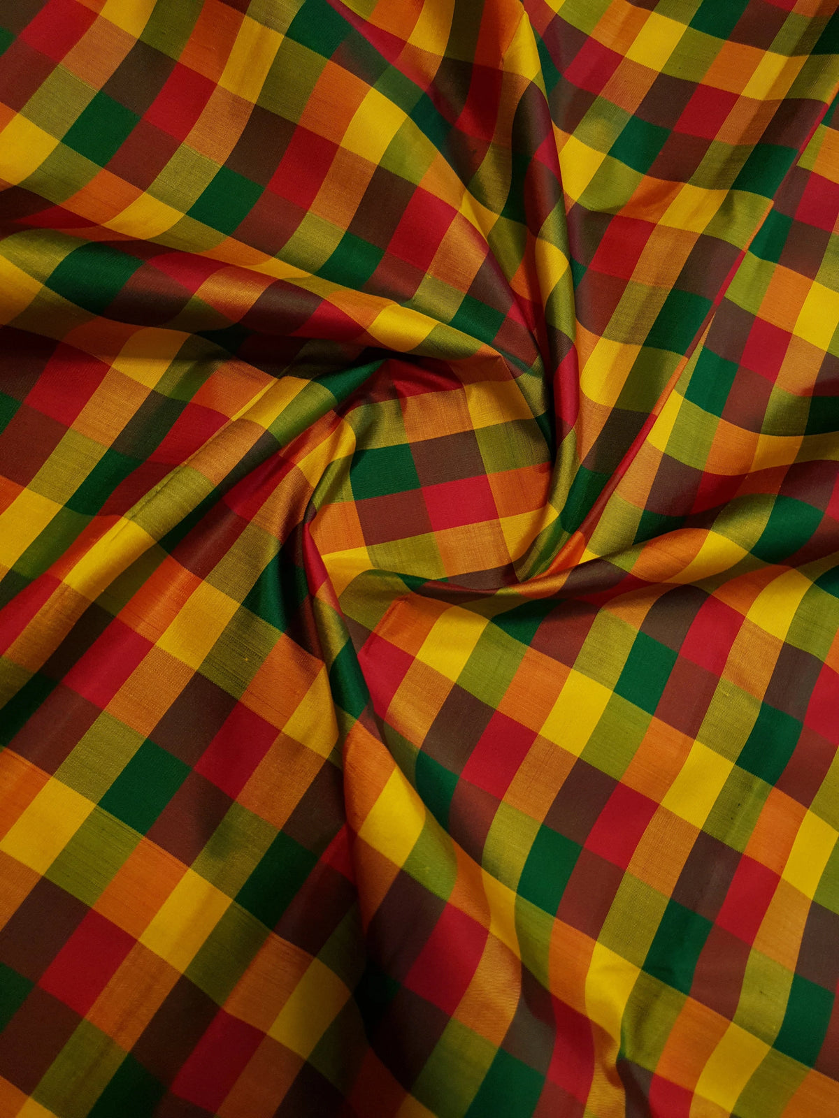 2G Pure Kanjivaram Silk Saree in Multicolour Checks with Rich Gold Zari Border | Silkmark Certified