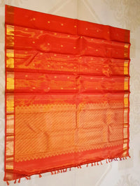 2G Pure Kanjivaram Silk Saree in Chilli Red with Gold Zari Peacock Buttas | Silkmark Certified