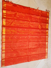 2G Pure Kanjivaram Silk Saree in Chilli Red with Gold Zari Peacock Buttas | Silkmark Certified