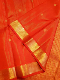 2G Pure Kanjivaram Silk Saree in Chilli Red with Gold Zari Peacock Buttas | Silkmark Certified