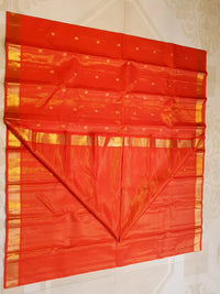 2G Pure Kanjivaram Silk Saree in Chilli Red with Gold Zari Peacock Buttas | Silkmark Certified