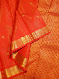 2G Pure Kanjivaram Silk Saree in Chilli Red with Gold Zari Peacock Buttas | Silkmark Certified