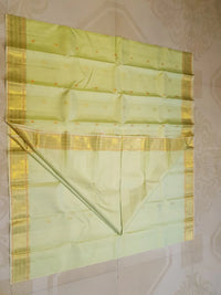 2G  Pure Kanjivaram Silk Saree in Pastel Green with Traditional Gold Zari Peacock Buttas and Rich Zari Border | Silkmark Certified