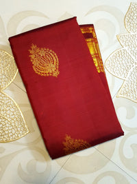 2G Pure Kanjivaram Silk Saree in Deep Maroon | Silkmark Certified