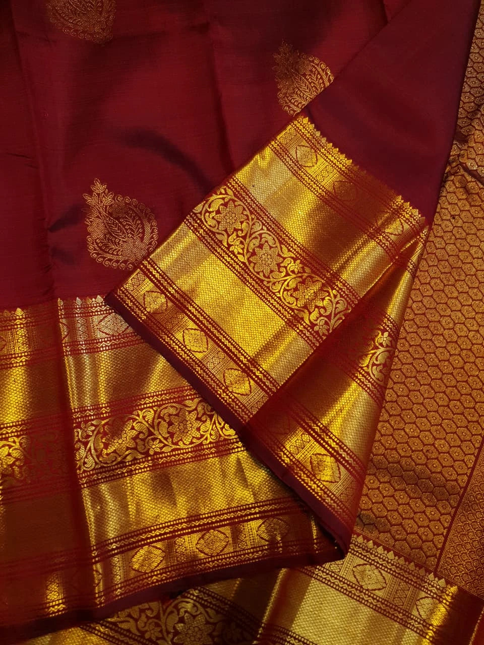 2G Pure Kanjivaram Silk Saree in Deep Maroon | Silkmark Certified
