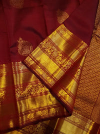 2G Pure Kanjivaram Silk Saree in Deep Maroon | Silkmark Certified