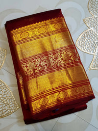 2G Pure Kanjivaram Silk Saree in Deep Maroon | Silkmark Certified