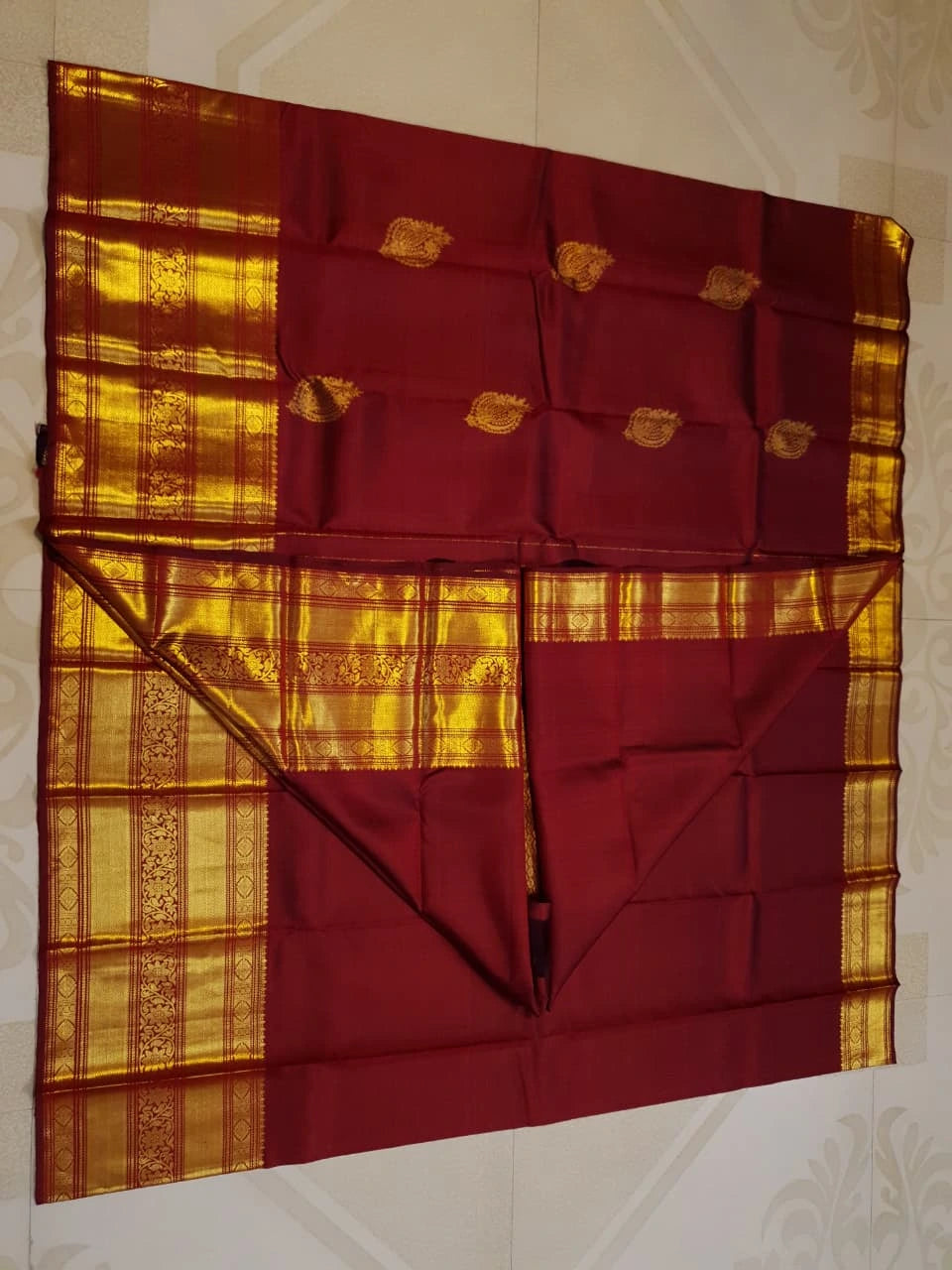 2G Pure Kanjivaram Silk Saree in Deep Maroon | Silkmark Certified