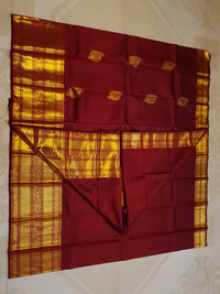 2G Pure Kanjivaram Silk Saree in Deep Maroon | Silkmark Certified