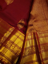 2G Pure Kanjivaram Silk Saree in Deep Maroon | Silkmark Certified