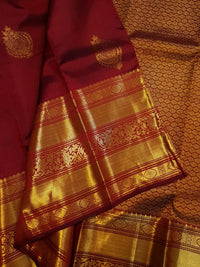 2G Pure Kanjivaram Silk Saree in Deep Maroon | Silkmark Certified