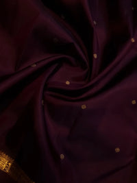 3G Pure Zari Kanjivaram Silk Saree in Deep Wine Purple with Gold Zari Buttas and Traditional Triple Zari Border | Silkmark Certified