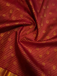 2G Pure Kanjivaram Silk Saree in Maroon Red with Rich Gold Zari Peacock Border and Traditional Buttas | Silkmark Certified