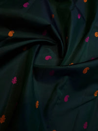 2G Pure Kanjivaram Silk Saree in Dark Green with Multicolour Buttas & Contrast Red Pallu | Silkmark Certified