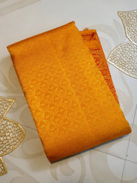 2G Pure Kanjivaram Silk Saree in Mustard Yellow with Rich Floral Paisley Zari Border | Silkmark Certified