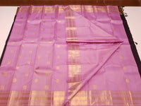 2G Pure Kanjivaram Silk Saree in Lavender Pink with Gold Peacock Buttas & Rich Zari Border | Silkmark Certified