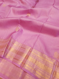 2G Pure Kanjivaram Silk Saree in Lavender Pink with Gold Peacock Buttas & Rich Zari Border | Silkmark Certified