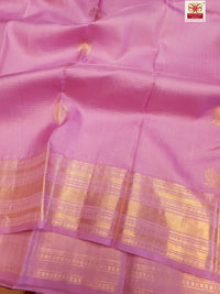2G Pure Kanjivaram Silk Saree in Lavender Pink with Gold Peacock Buttas & Rich Zari Border | Silkmark Certified