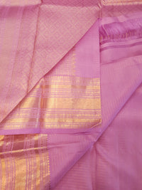 2G Pure Kanjivaram Silk Saree in Lavender Pink with Gold Peacock Buttas & Rich Zari Border | Silkmark Certified
