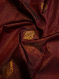 2G Pure Kanjivaram Silk Saree in Rich Maroon with Gold Zari Buttas & Broad Traditional Zari Border | Silkmark Certified
