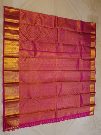 2G Pure Kanjivaram Silk Saree in Rani Pink with Rich Gold Zari Brocade & Traditional Floral Pallu | Silkmark Certified