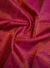 2G Pure Kanjivaram Silk Saree in Rani Pink with Rich Gold Zari Brocade & Traditional Floral Pallu | Silkmark Certified