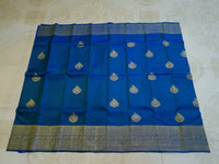2G Pure Kanjivaram Silk Saree in Royal Blue with Gold Zari Paisley Buttas & Peacock Zari Border | Silkmark Certified