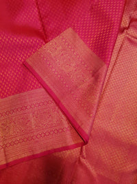 2G Pure Kanjivaram Silk Saree in Rich Rani Pink with Fine Gold Zari Buttas & Traditional Zari Border | Silkmark Certified