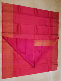 2G Pure Kanjivaram Silk Saree in Rich Rani Pink with Fine Gold Zari Buttas & Traditional Zari Border | Silkmark Certified