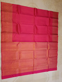 2G Pure Kanjivaram Silk Saree in Rich Rani Pink with Fine Gold Zari Buttas & Traditional Zari Border | Silkmark Certified