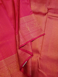 2G Pure Kanjivaram Silk Saree in Rich Rani Pink with Fine Gold Zari Buttas & Traditional Zari Border | Silkmark Certified